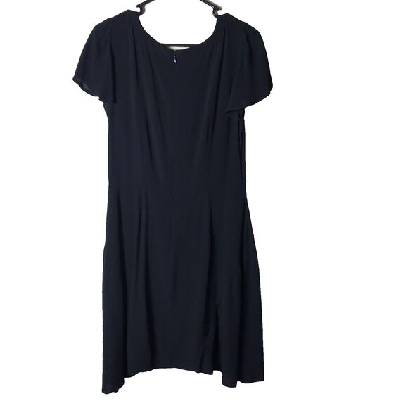 Loft Women's Black Asymmetric Knee Length Flutter Sleeve Dress Size 6 - Picture 2 of 7